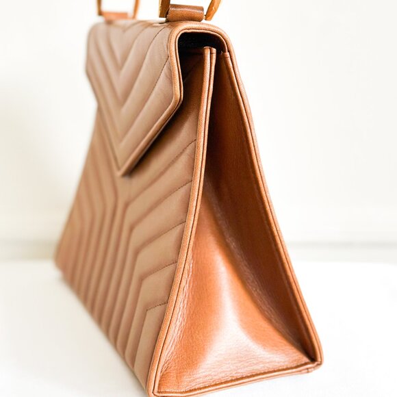 Vintage YSL Top Handle Leather Bag Brown - Picture 5 of 16